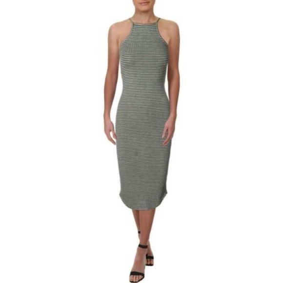 LNA Black Blue Striped Bodycon Midi Dress Sz S - Picture 3 of 9